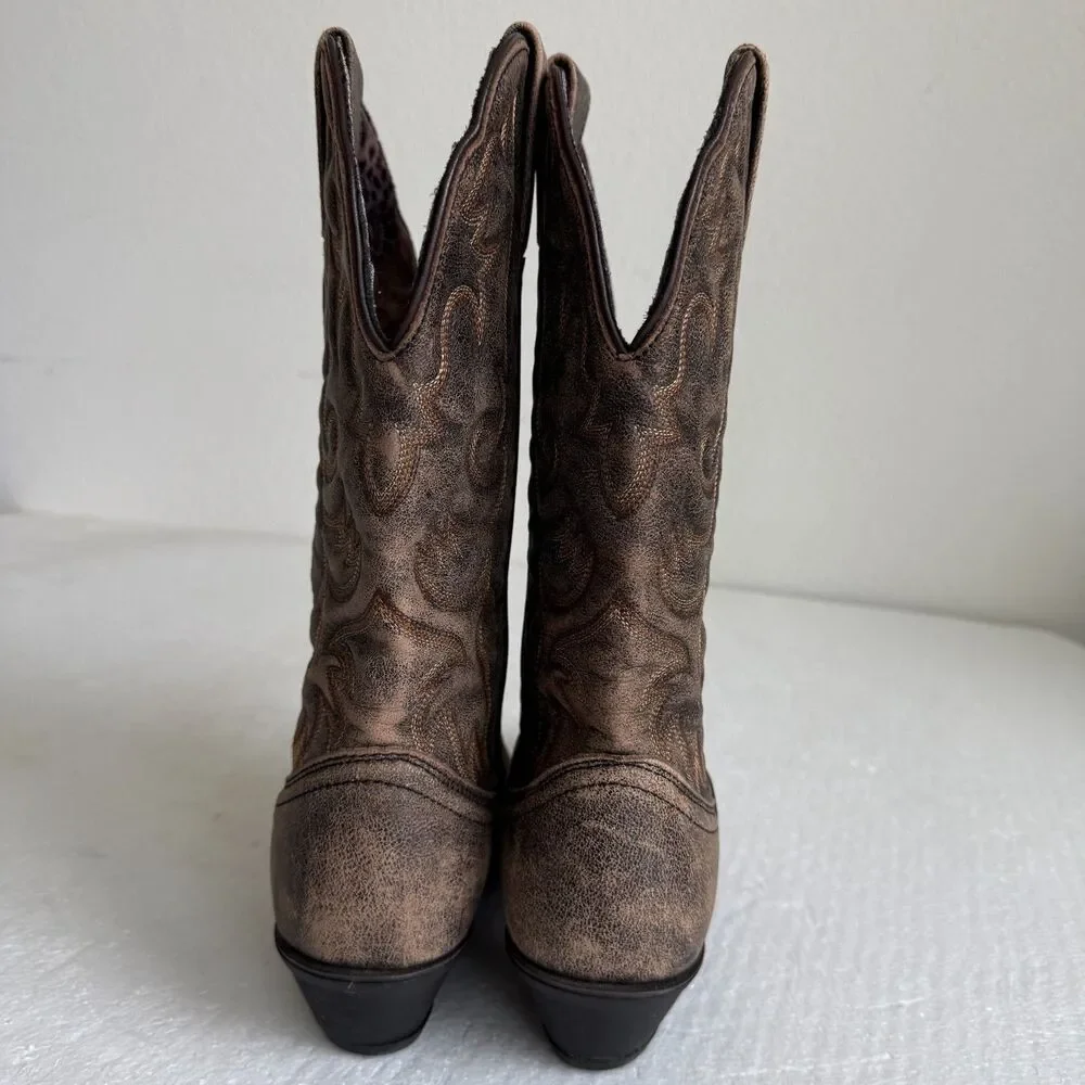 Laredo 51079 Women's Access Cowboy Boot Western Leather Cowgirl Brown Size 8.5M